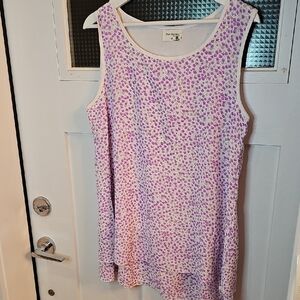 Floral Sleeveless Tank Top in Purple and White